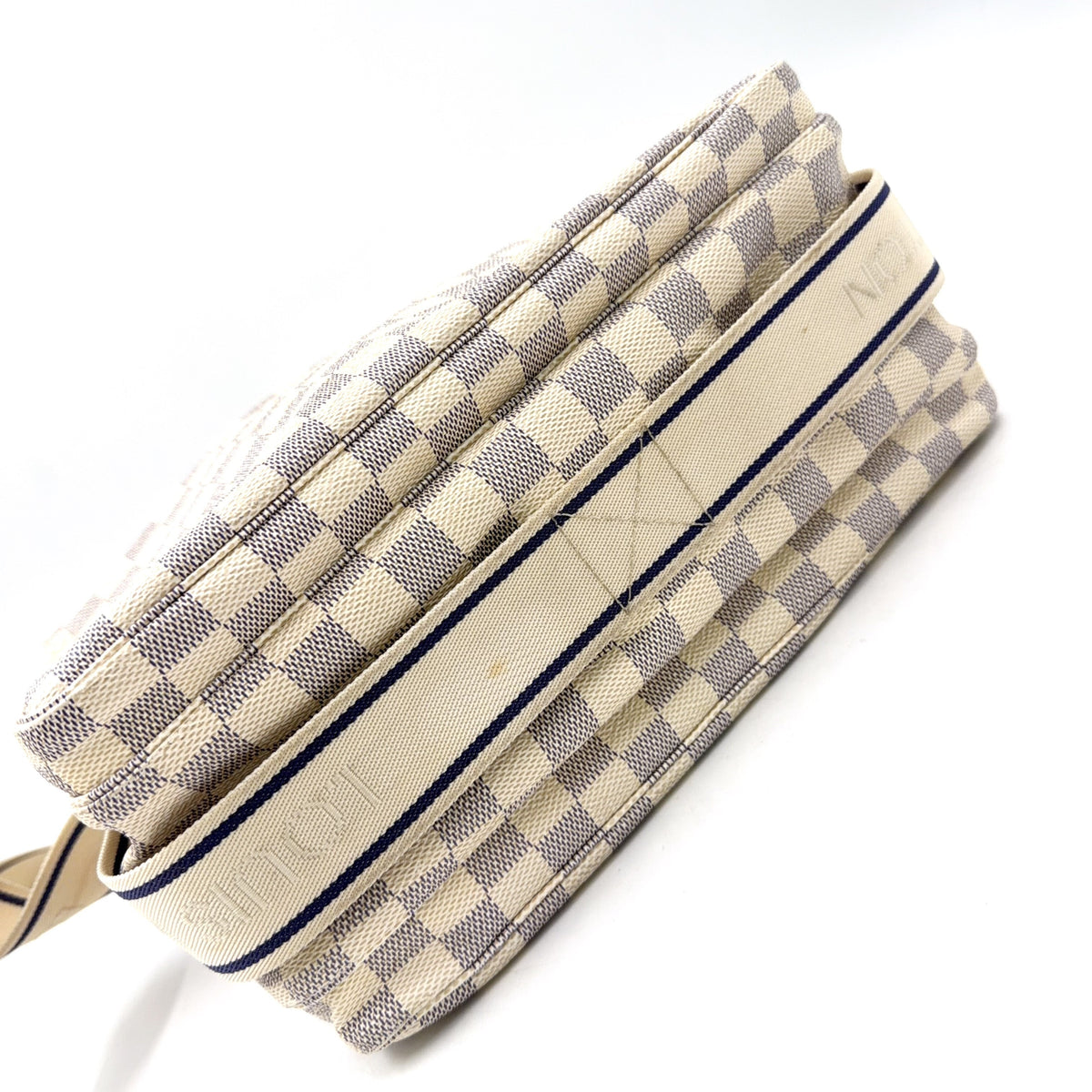 Pre-Owned Naviglio Damier Azur Shoulder bag beige white Leather PVC Gold N51189 LOUIS VUITTON