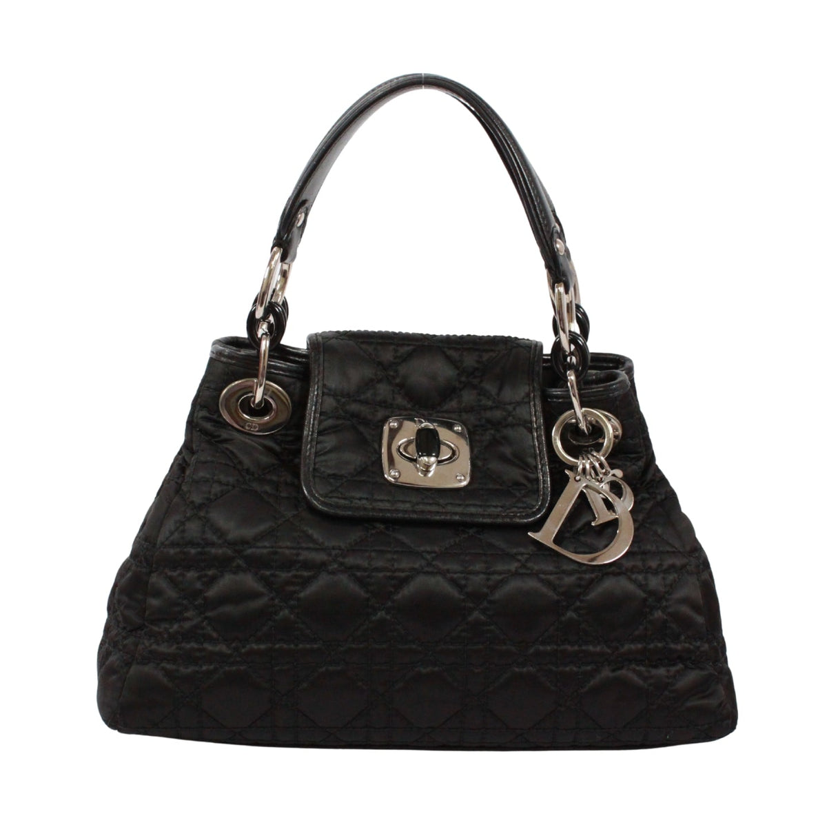 Pre-Owned Canage charming rock Handbag black Nylon Silver Christian Dior
