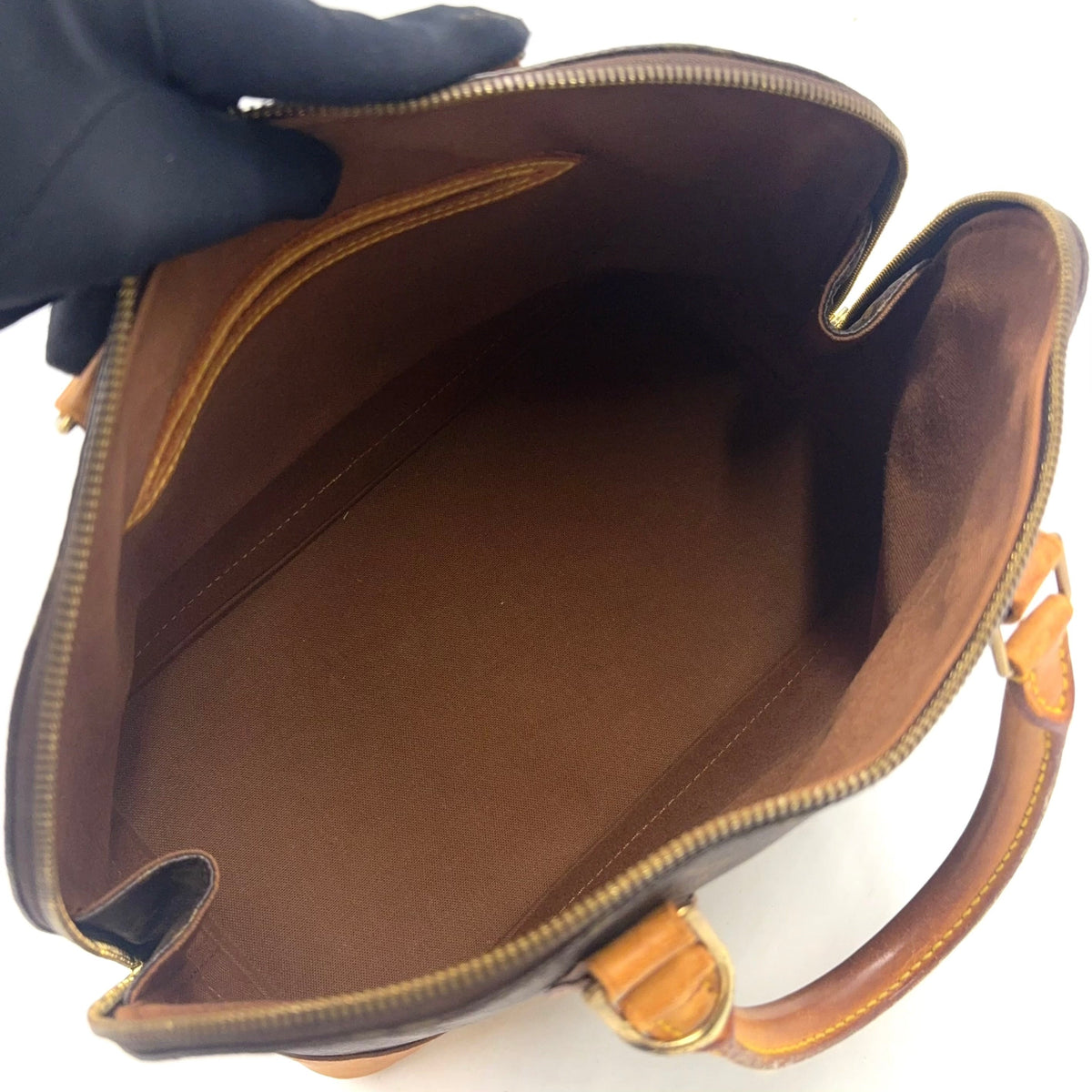Pre-Owned Alma PM monogram Handbag Brown Leather PVC Gold M51130 LOUIS VUITTON