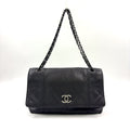 Pre-Owned diamond stitch 14-series serial number chain shoulder bag black lambskin Silver CHANEL