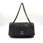 Pre-Owned diamond stitch 14-series serial number chain shoulder bag black lambskin Silver CHANEL