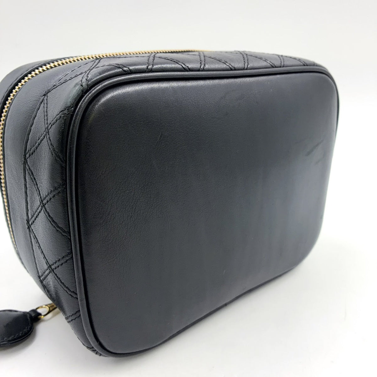 Pre-Owned Bicolore vanity bag Unknown serial number Handbag black Leather Gold A01618 CHANEL