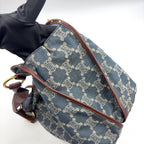 Pre-Owned bitter sweet Handbag Brown blue Leather Denim Gold CELINE
