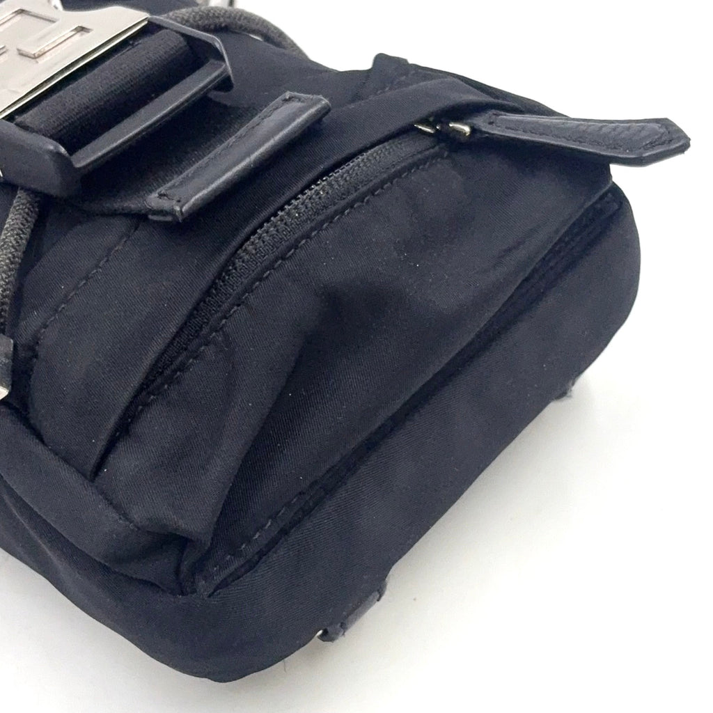 Pre-Owned fendiness mini Shoulder bag black Leather Nylon Silver 7VZ068 FENDI