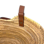 Pre-Owned anagram Bucket Handbag tote bag Brown beige Leather Raffia Silver LOEWE