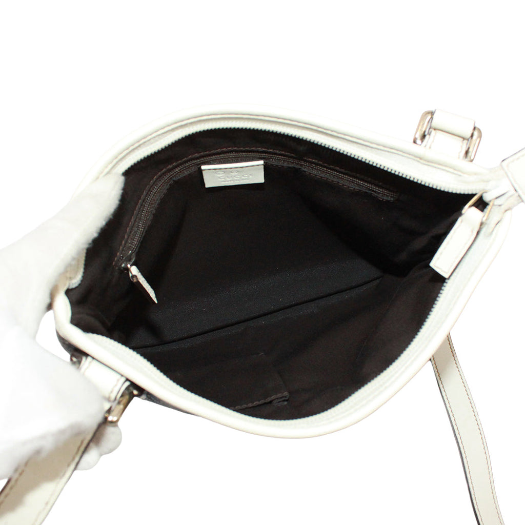 Pre-Owned flat Shoulder bag Navy white Leather Canvas Gold GUCCI