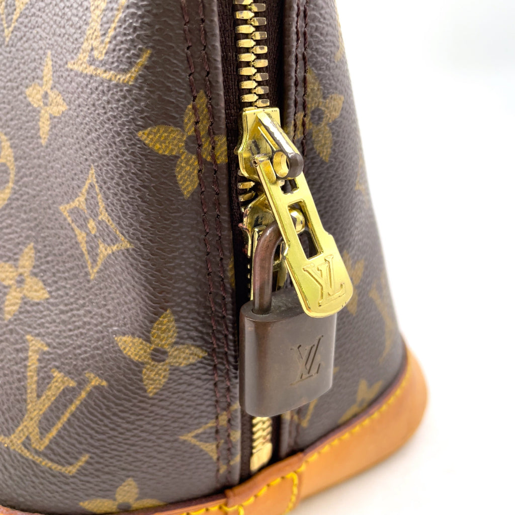 Pre-Owned Alma PM monogram Handbag Brown light brown Leather PVC Gold M51130 LOUIS VUITTON