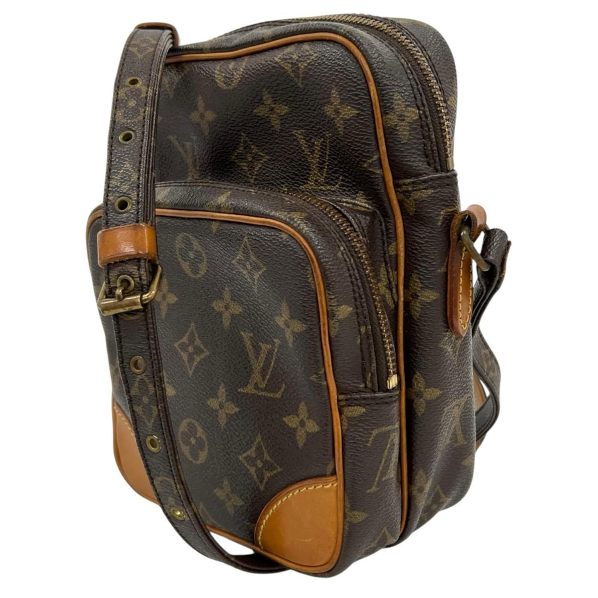 Pre-Owned Amazon monogram Shoulder bag Brown Leather PVC Gold M45236 LOUIS VUITTON
