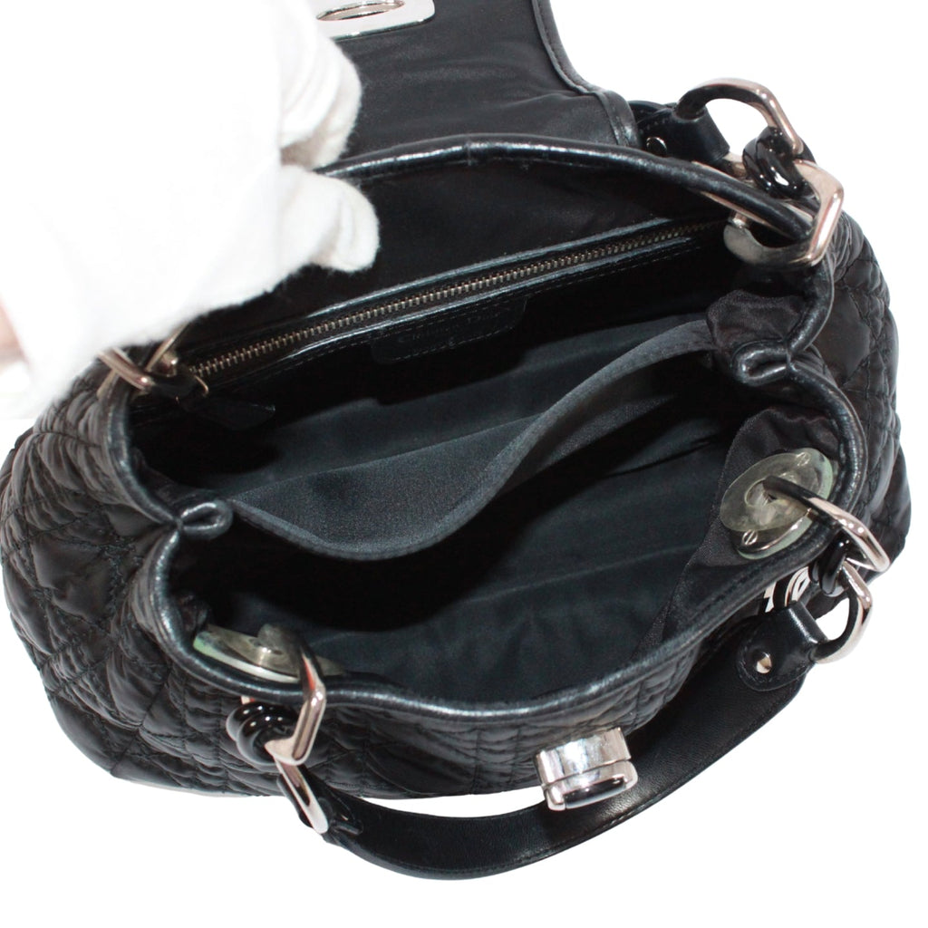 Pre-Owned Canage charming rock Handbag black Nylon Silver Christian Dior