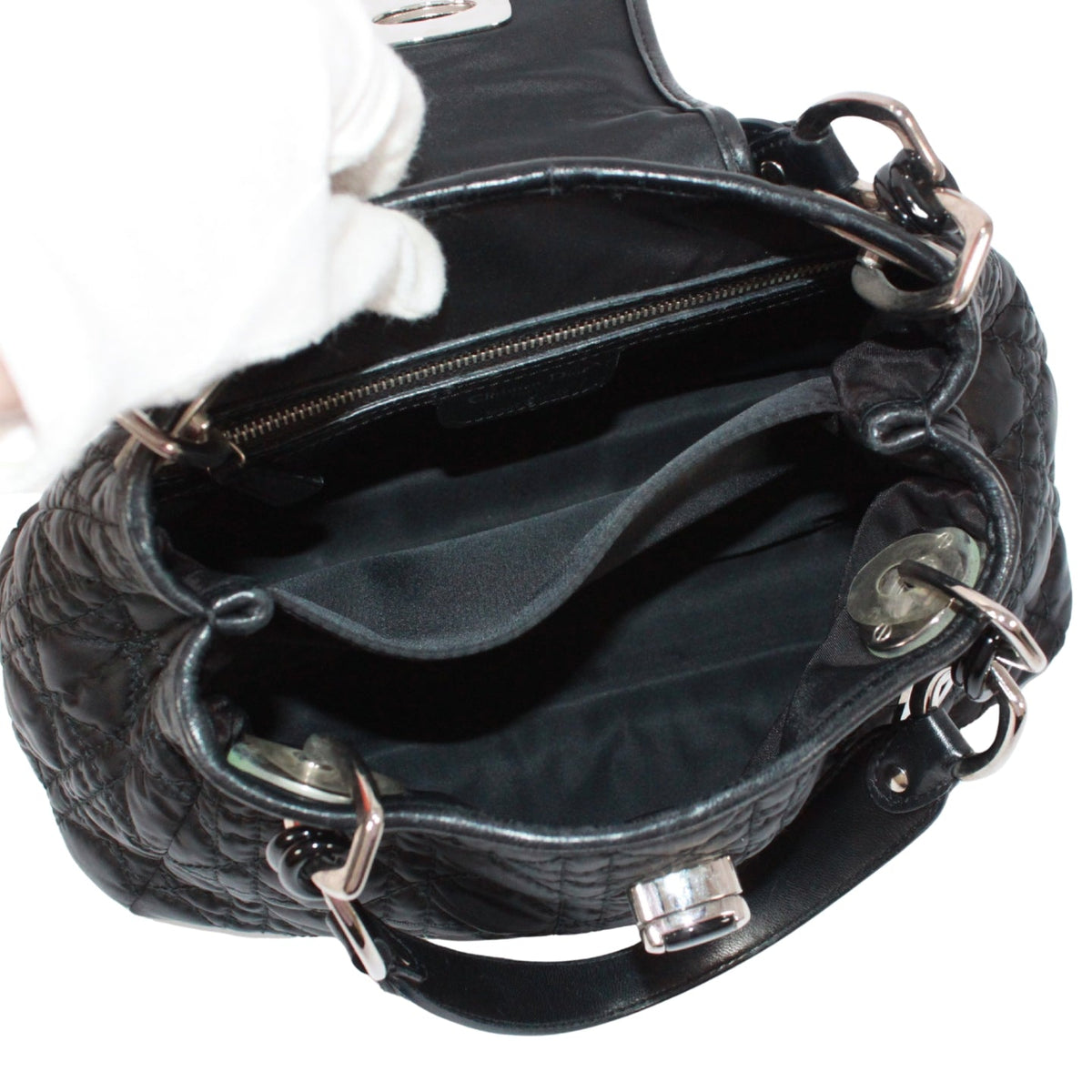 Pre-Owned Canage charming rock Handbag black Nylon Silver Christian Dior