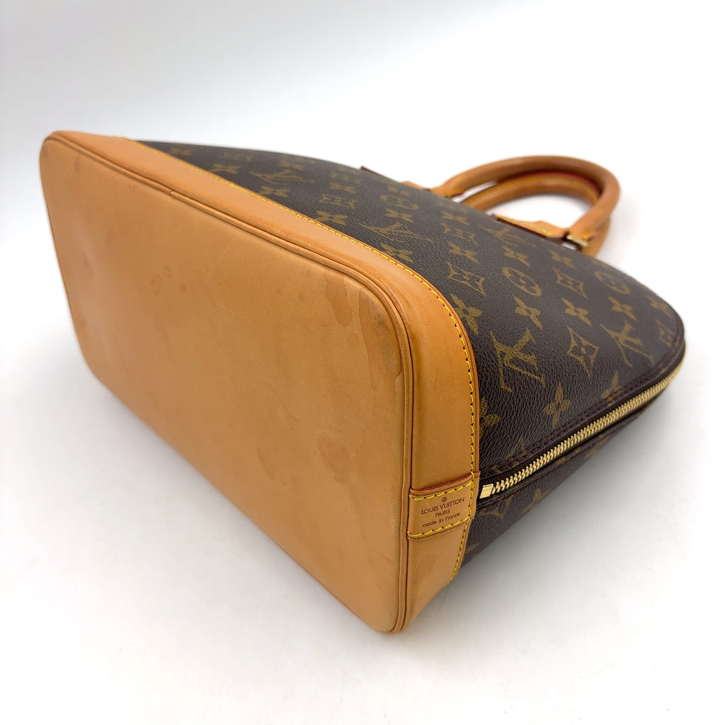 Pre-Owned Alma PM monogram Handbag Brown Leather PVC Gold M51130 LOUIS VUITTON