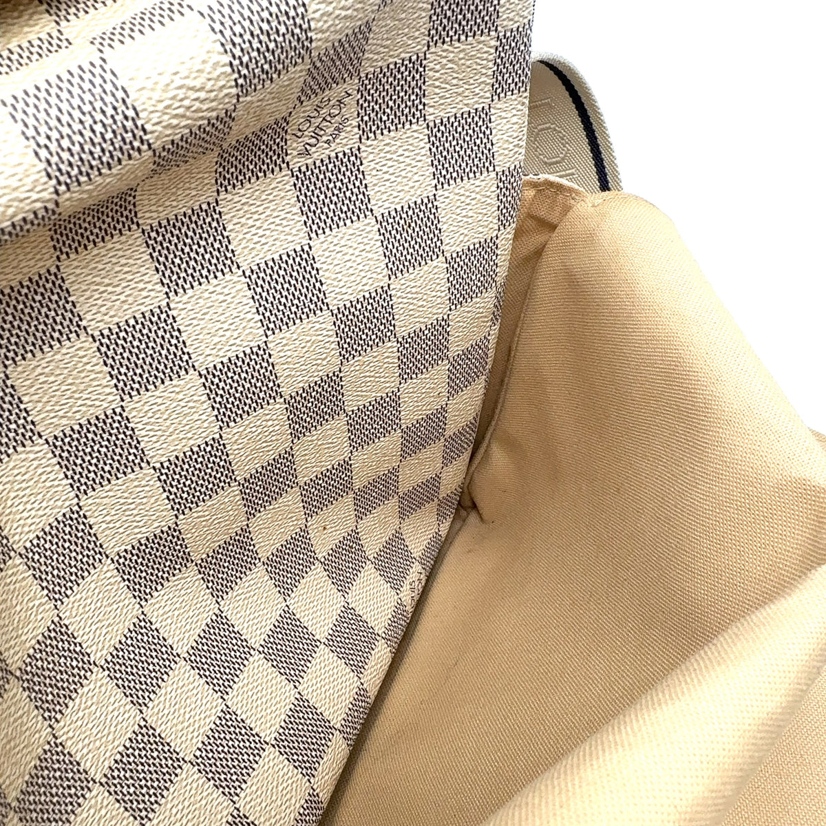 Pre-Owned Naviglio Damier Azur Shoulder bag beige white Leather PVC Gold N51189 LOUIS VUITTON
