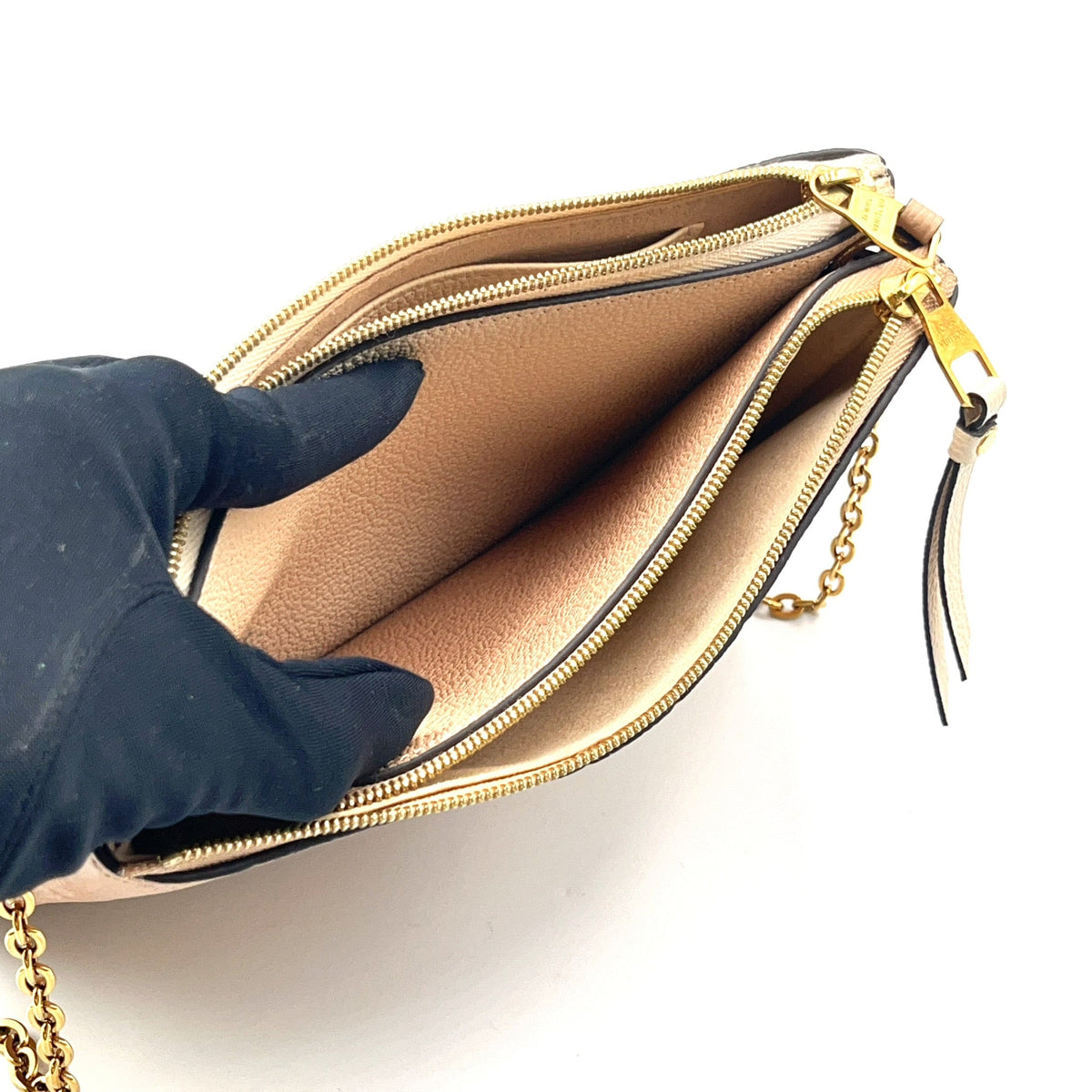 Pre-Owned Pochette Double zip monogram Amplant Shoulder bag off white pink beige Leather Gold M63919 LOUIS VUITTON