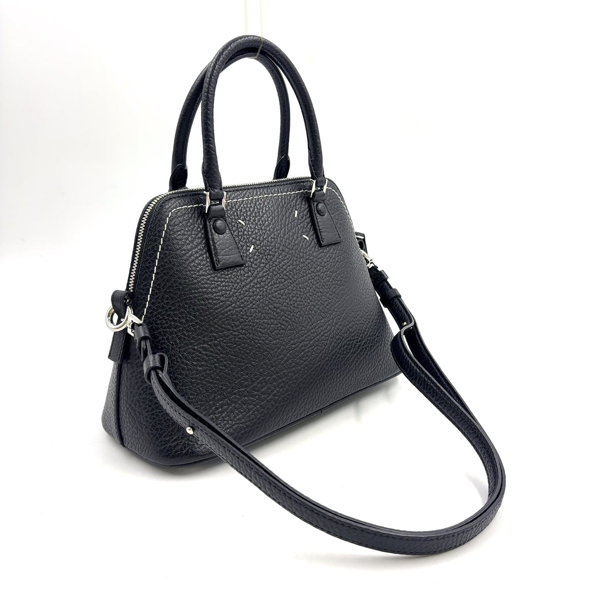 Pre-Owned 5AC Classic mini 2-Way Handbag black Calfskin Silver Maison Margiela