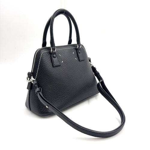 Pre-Owned 5AC Classic mini 2-Way Handbag black Calfskin Silver Maison Margiela