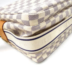 Pre-Owned Naviglio Damier Azur Shoulder bag beige white Leather PVC Gold N51189 LOUIS VUITTON