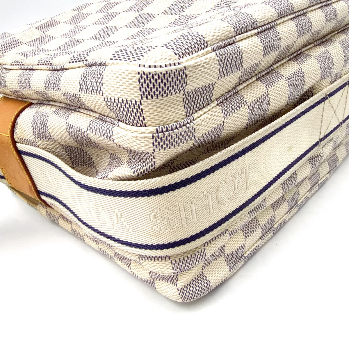 Pre-Owned Naviglio Damier Azur Shoulder bag beige white Leather PVC Gold N51189 LOUIS VUITTON