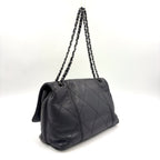 Pre-Owned diamond stitch 14-series serial number chain shoulder bag black lambskin Silver CHANEL