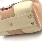 Pre-Owned Amazona Embroidered Handbag white Light pink Leather Suede Silver LOEWE