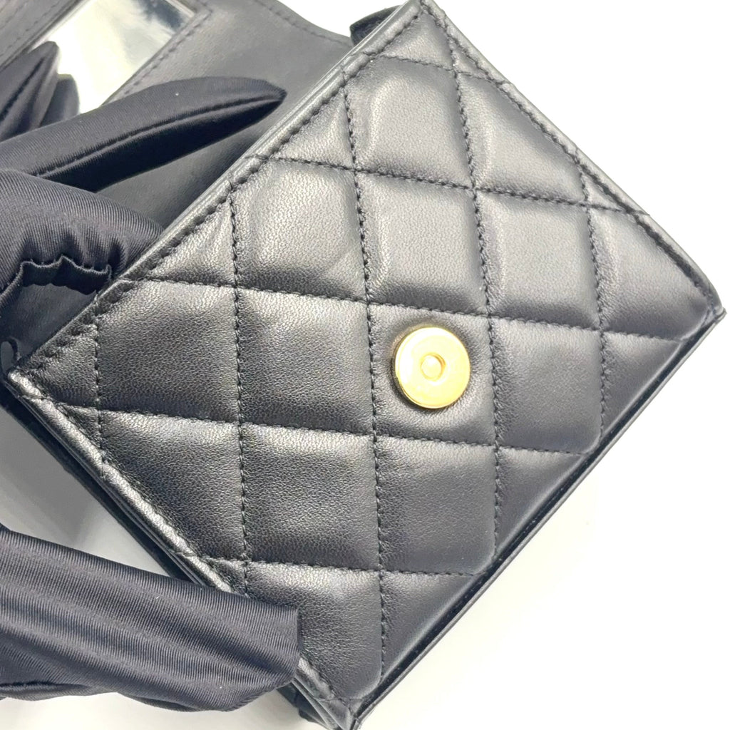 Pre-Owned matelasse top handle Serial number starting with 31 chain shoulder bag black lambskin Gold AP2682 CHANEL