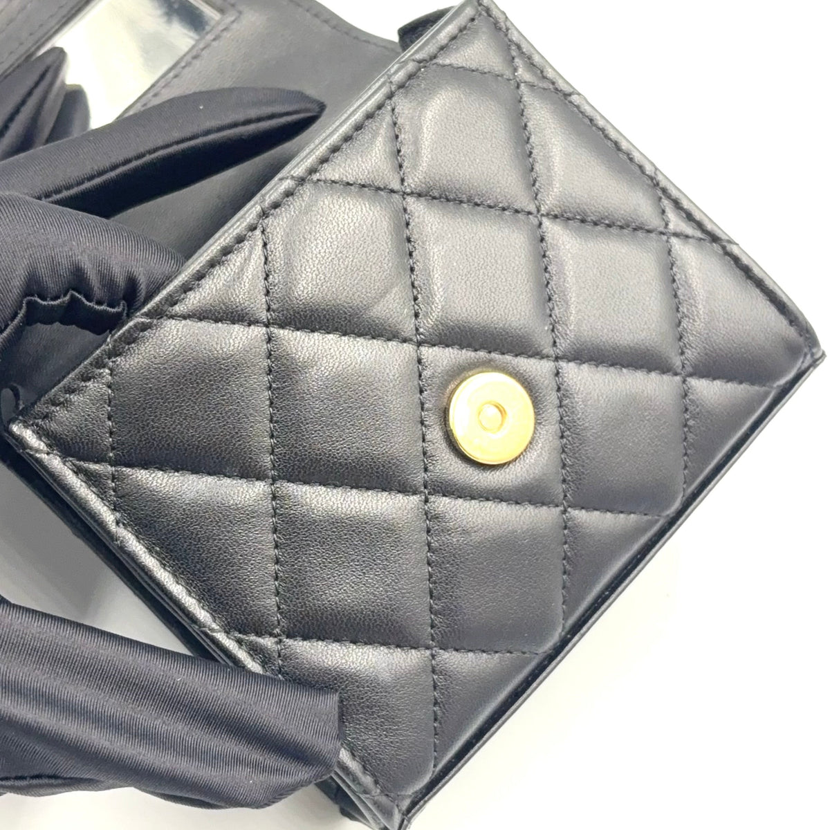 Pre-Owned matelasse top handle Serial number starting with 31 chain shoulder bag black lambskin Gold AP2682 CHANEL