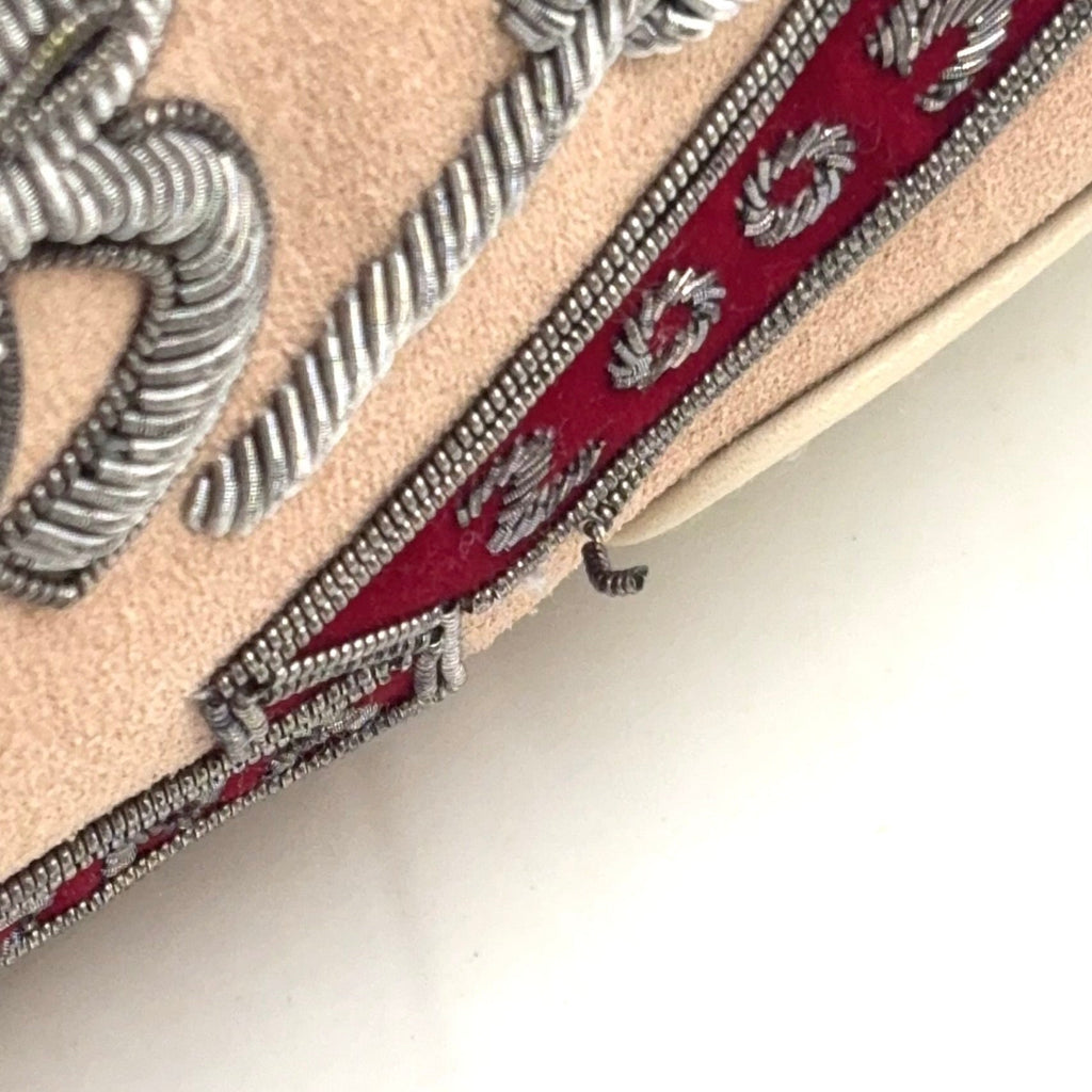 Pre-Owned Amazona Embroidered Handbag white Light pink Leather Suede Silver LOEWE