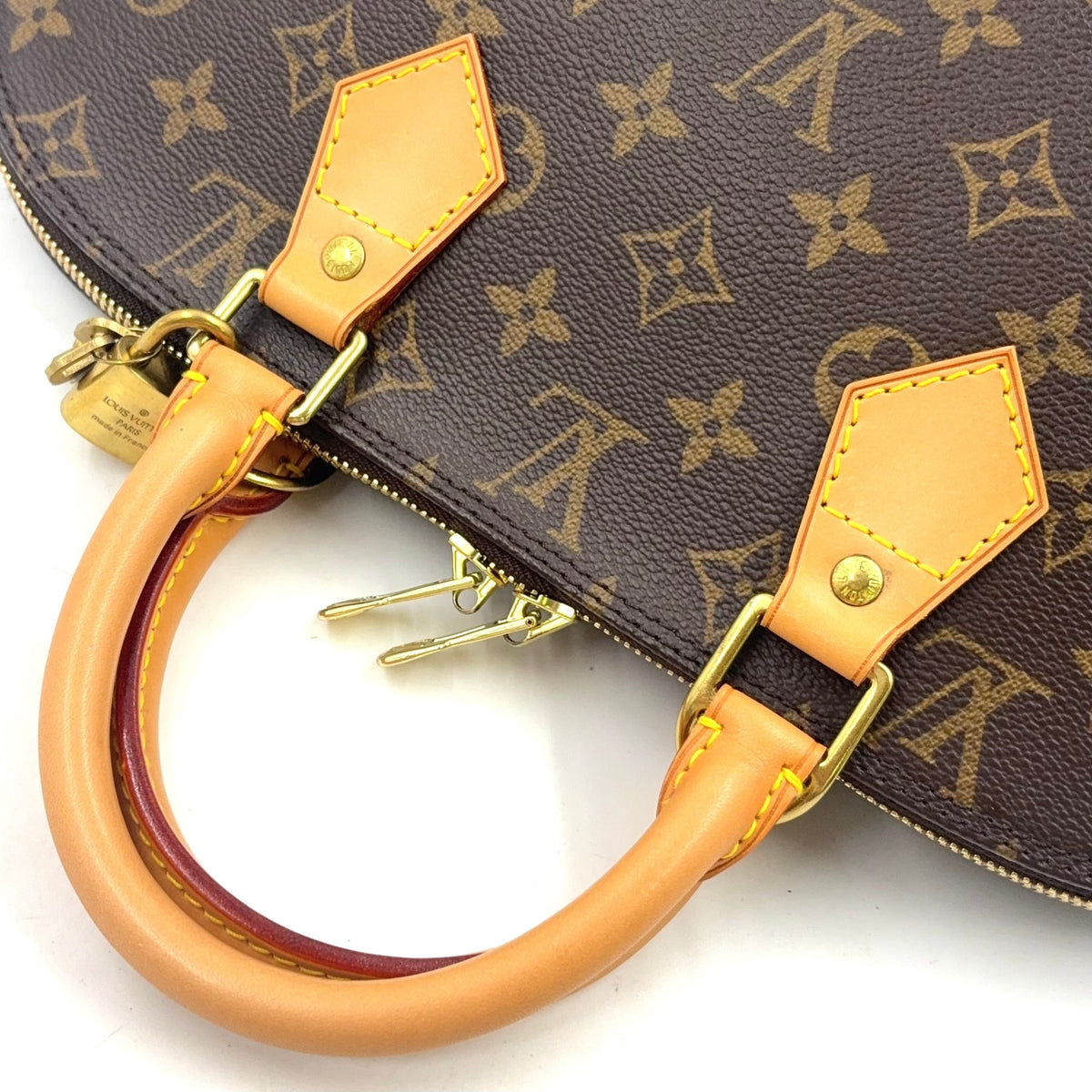 Pre-Owned Alma PM monogram Handbag Brown light brown Leather PVC Gold M51130  LOUIS VUITTON