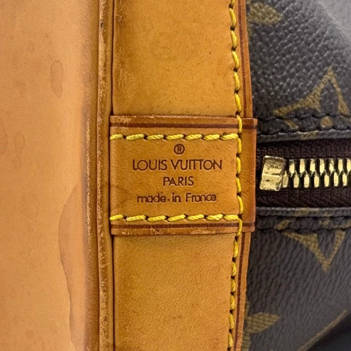 Pre-Owned Alma PM monogram Handbag Brown Leather PVC Gold M51130 LOUIS VUITTON