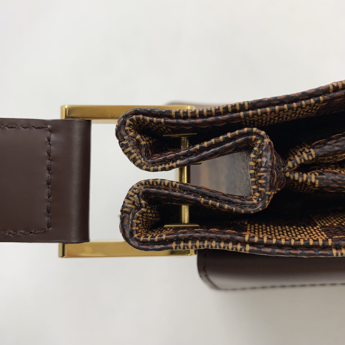 Pre-Owned Aubagne Damier  ebene Shoulder bag Brown PVC Gold N51129 LOUIS VUITTON