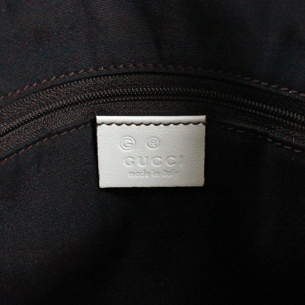 Pre-Owned flat Shoulder bag Navy white Leather Canvas Gold GUCCI