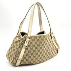 Pre-Owned Abby tote bag Shoulder bag beige Leather Canvas Silver 130736 GUCCI