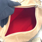 Pre-Owned Amazona Embroidered Handbag white Light pink Leather Suede Silver LOEWE