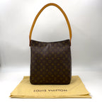 Pre-Owned Looping GM monogram Shoulder bag Brown Leather PVC Gold M51145 LOUIS VUITTON