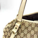Pre-Owned Abby tote bag Shoulder bag beige Leather Canvas Silver 130736 GUCCI