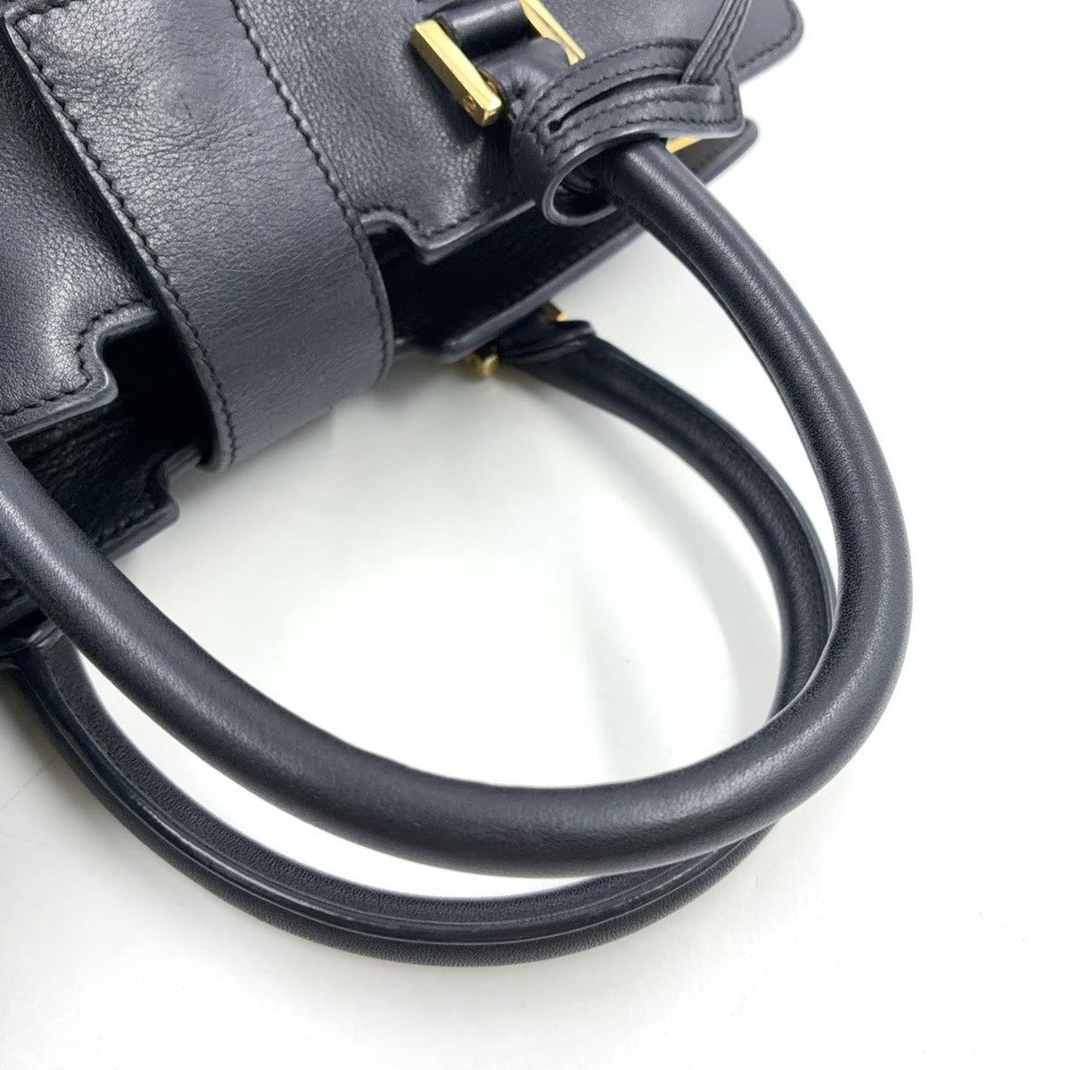 Pre-Owned Baby Cabas Handbag black Calfskin Gold LTH424868 SAINT LAURENT PARIS