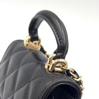 Pre-Owned matelasse top handle Serial number starting with 31 chain shoulder bag black lambskin Gold AP2682 CHANEL
