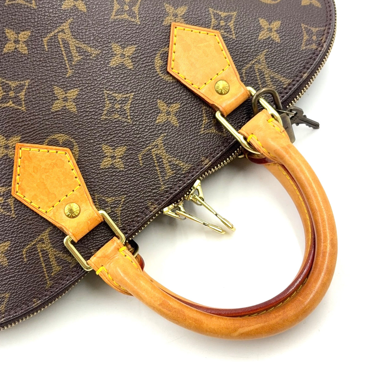 Pre-Owned Alma PM monogram Handbag Brown light brown Leather PVC Gold M51130 LOUIS VUITTON