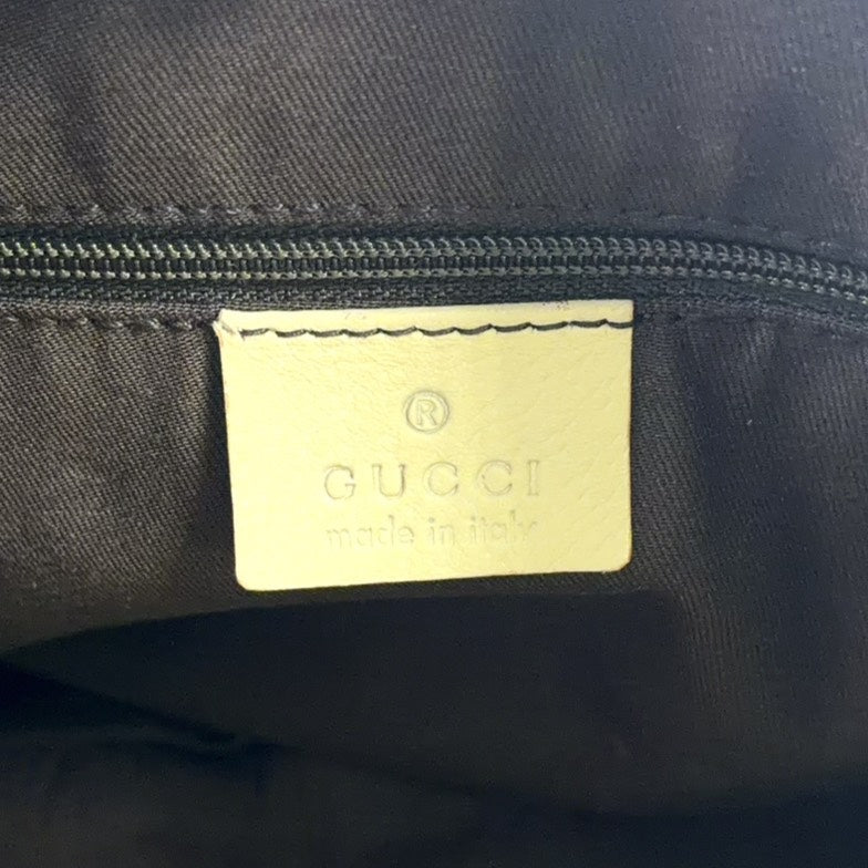 Pre-Owned Abby tote bag Shoulder bag beige Leather Canvas Silver 130736 GUCCI