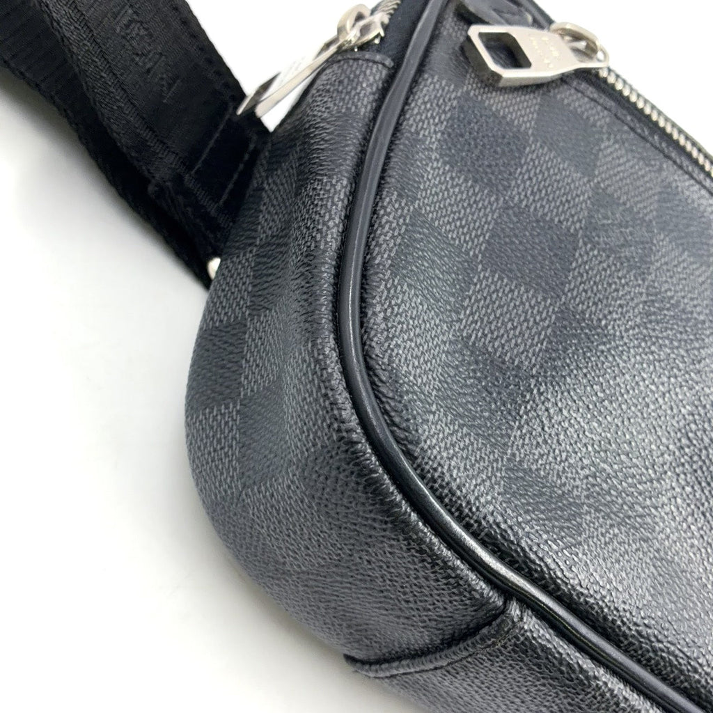 Pre-Owned Ambler Damier Graphite body bag black Leather Canvas PVC Silver N41289 LOUIS VUITTON