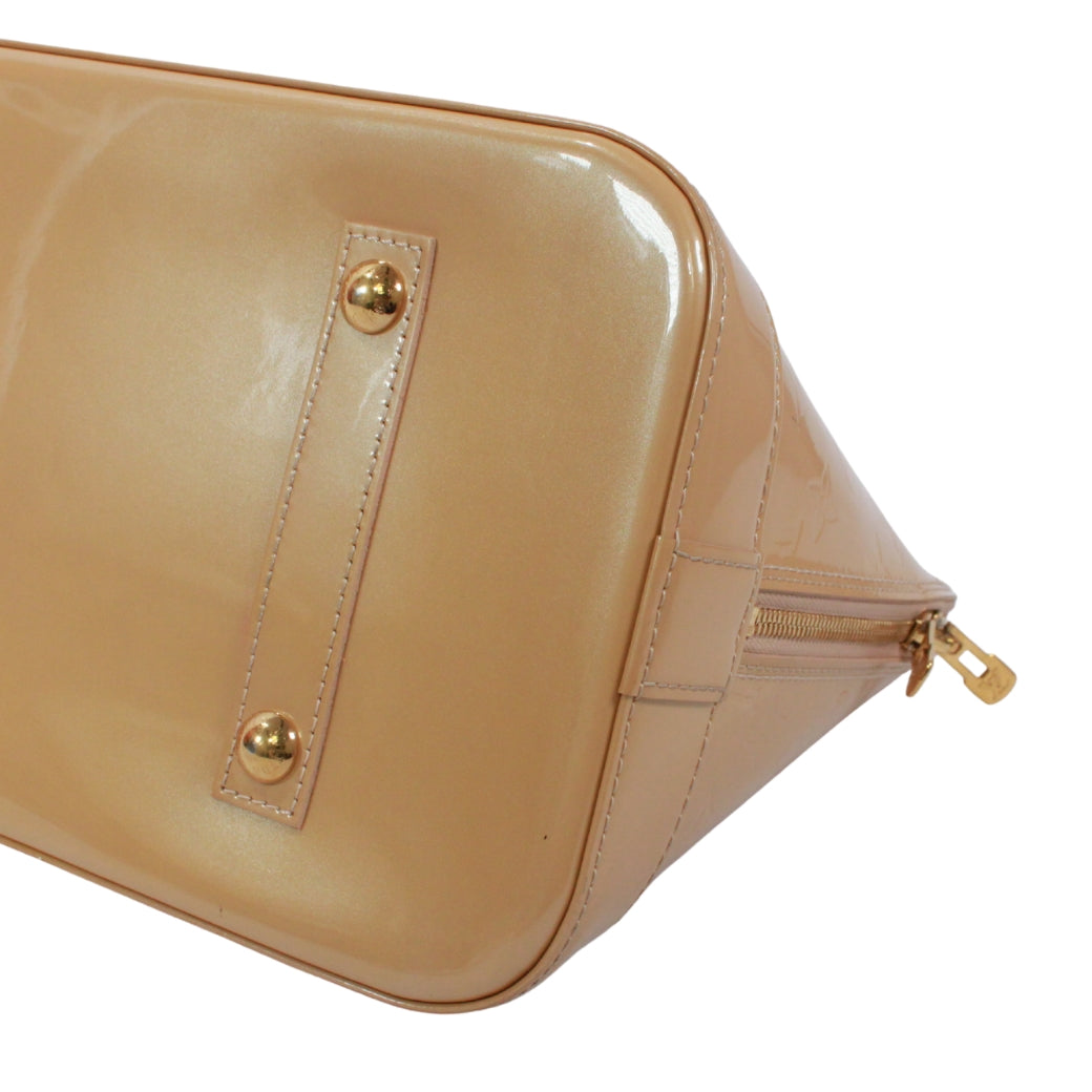 Pre-Owned Alma GM Handbag beige Patent leather Gold M91450 LOUIS VUITTON