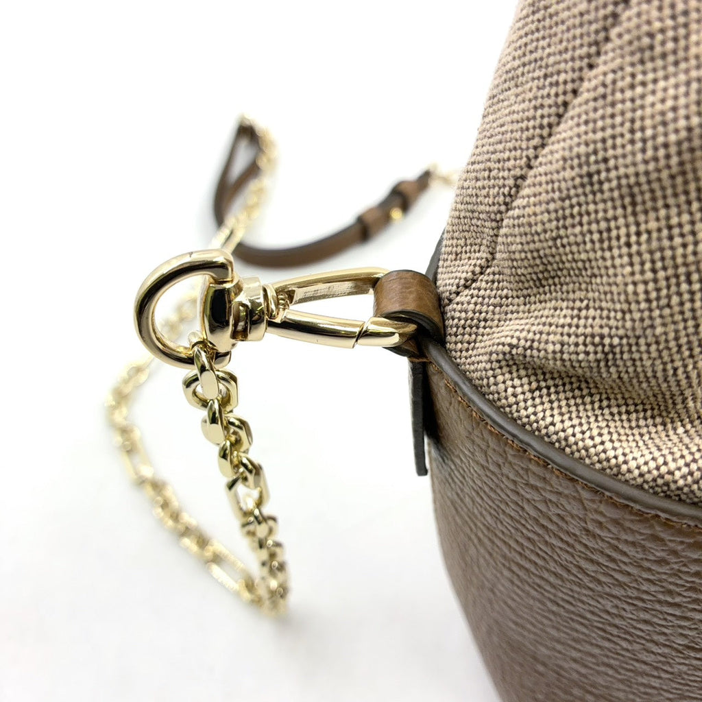 Pre-Owned 5AC Mini bucket bag Shoulder bag Brown Leather Canvas Gold S56WG0164 P4348 T2281 Maison Margiela