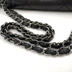 Pre-Owned diamond stitch 14-series serial number chain shoulder bag black lambskin Silver CHANEL