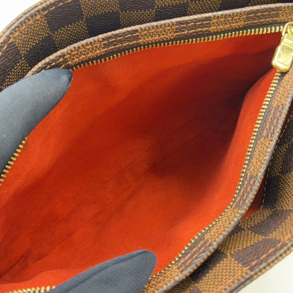 Pre-Owned Aubagne Damier  ebene Shoulder bag Brown Leather PVC Gold N51129 LOUIS VUITTON