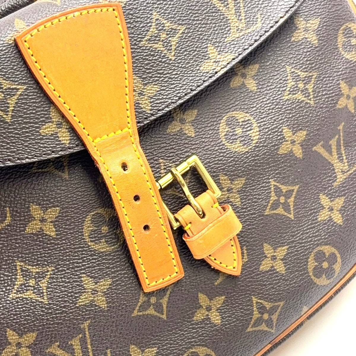 Pre-Owned Genefille GM monogram Shoulder bag Brown light brown Leather PVC Gold M51225 LOUIS VUITTON