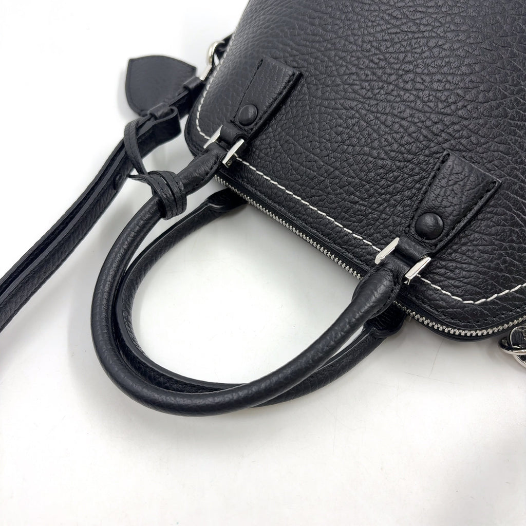 Pre-Owned 5AC Classic mini 2-Way Handbag black Calfskin Silver Maison Margiela