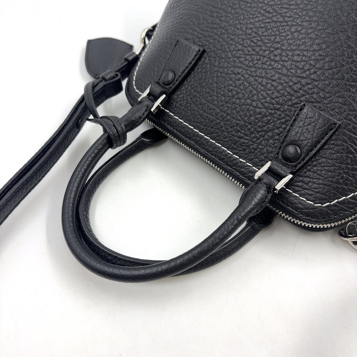Pre-Owned 5AC Classic mini 2-Way Handbag black Calfskin Silver Maison Margiela