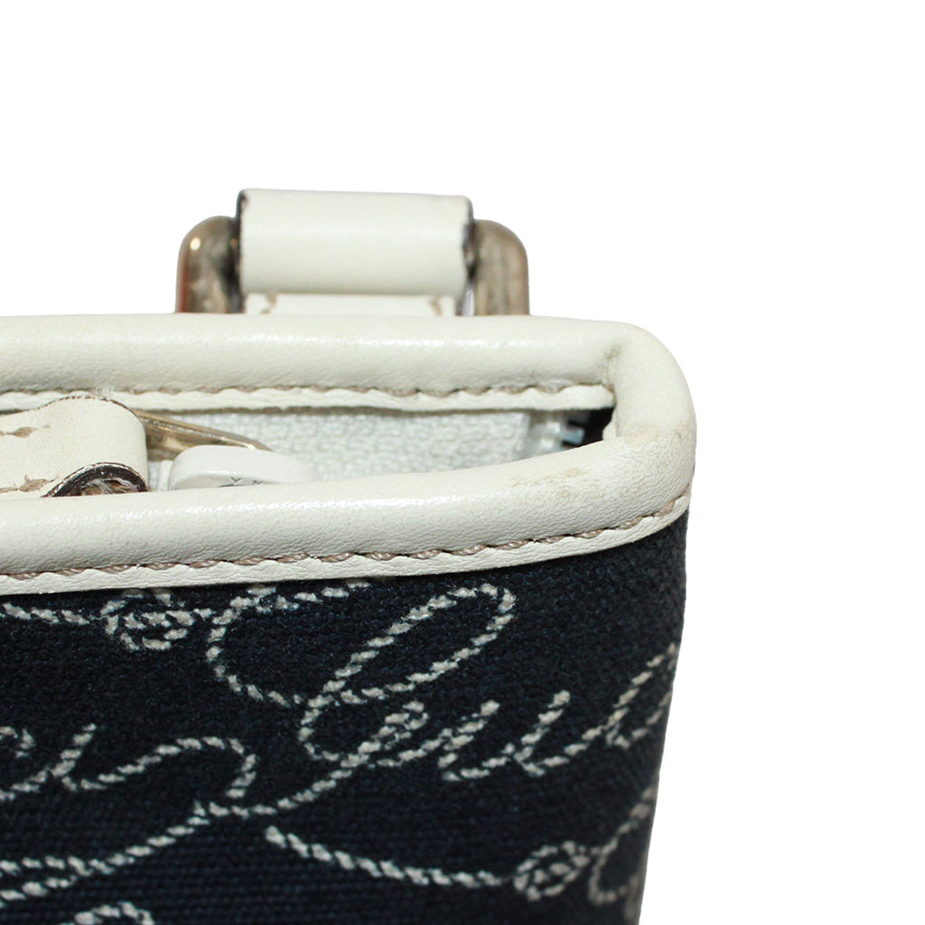 Pre-Owned flat Shoulder bag Navy white Leather Canvas Gold GUCCI