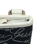 Pre-Owned flat Shoulder bag Navy white Leather Canvas Gold GUCCI