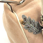 Pre-Owned Amazona Embroidered Handbag white Light pink Leather Suede Silver LOEWE
