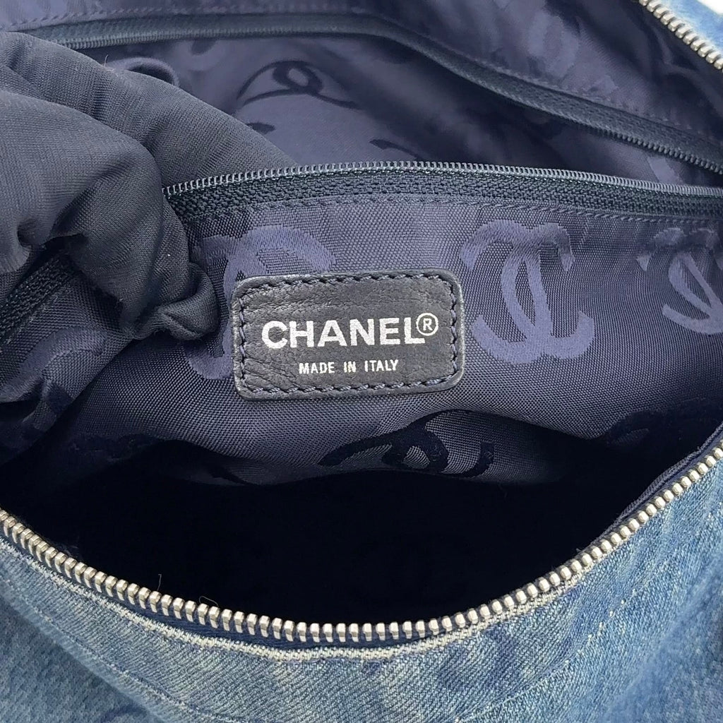 Pre-Owned coco mark Serial number starting with 7 one shoulder bag blue Denim Plastic Silver CHANEL